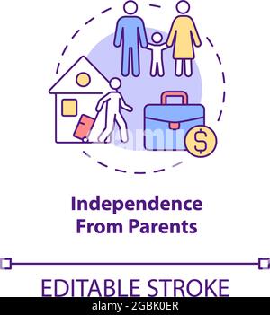 Independence from parents concept icon Stock Vector