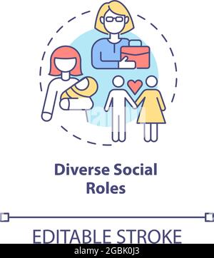 Diverse social roles concept icon Stock Vector