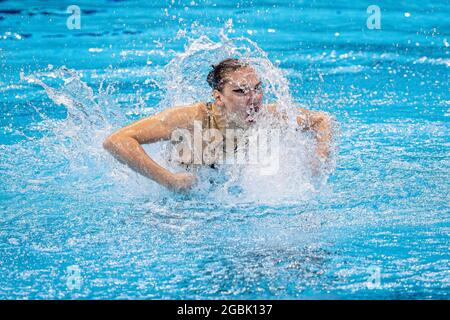 Tokyo, Japan. 4th August 2021. Olympic Games: artistic swimming at the Tokyo Aquatics Centre. © ABEL F. ROS Stock Photo