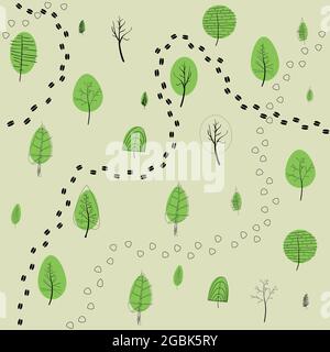Seamless texture of vector sketches of footprints of wild animals in the forest. Vector illustration. Stock Vector