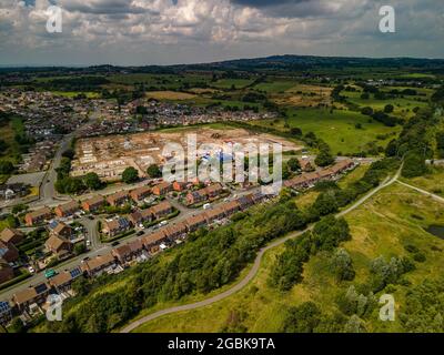 New Housing Development Aerial Drone View Chell Heath Stoke on Trent Staffordshire Stock Photo