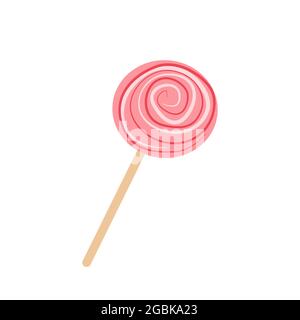 Illustration of a round lollipop on a stick,vector isolated object Stock Vector