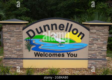 Welcome sign for the City of Dunnellon, Florida Stock Photo