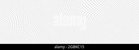Wide banner with  abstract distorted structure in form of dots. Geometric abstract landscape. Distorted surface Stock Vector
