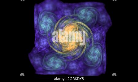 Exquisite Symmetry Digital Fractal with dynamic lines and curves with flowing vibrant pastel colors Stock Photo