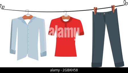 clothes drying on clothesline icon Stock Vector