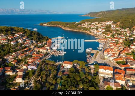 Aerial view of Jelsa town on Hvar island, Croatia Stock Photo