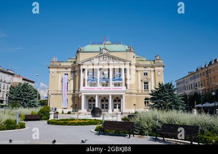 The Croatian National Theatre Ivan pl. Zajc in Rijeka, commonlyreferred to as HNK Zajc, is a theatre, opera and ballet house located in Rijeka. Stock Photo