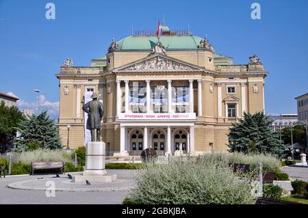 The Croatian National Theatre Ivan pl. Zajc in Rijeka, commonlyreferred to as HNK Zajc, is a theatre, opera and ballet house located in Rijeka. Stock Photo