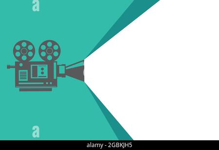 Vector black and white background with lighting old fashioned camera on the tripod Stock Vector