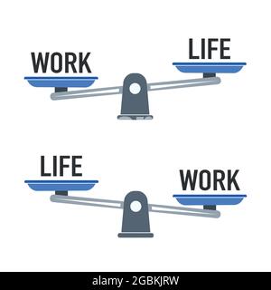 Balance Life and Work On Scales concept. Stock vector Stock Vector