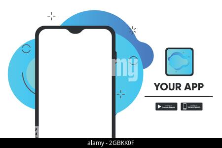 Template with smartphone for download app website landing page. Vector Stock Vector