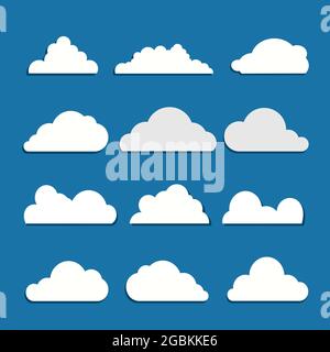 Big Cloud Flat two colour minimal icon set. Vector Stock Vector