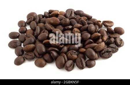Coffee beans isolated on white background close up. Stock Photo