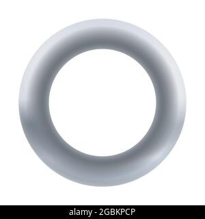 Iron ring, smooth polished metal steel torus, gray circle logo - illustration on white background. Stock Photo