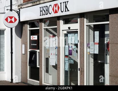 BILLERICAY, UNITED KINGDOM - Jun 13, 2021: An HSBC Bank on the High Street, Billericay, Essex, UK Stock Photo