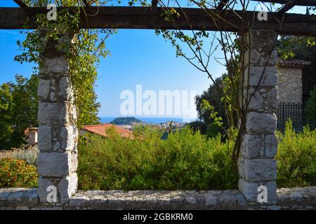 Scenic view of Nice from the pavilion in Cimiez Gardens. Nice, South of France. Stock Photo