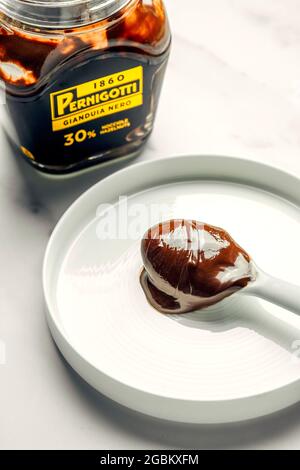 Chocolate Hazelnut Spread - Gianduia - FOODPIX WHITE Stock Photo