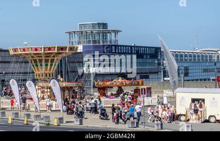 All the fun of the fair at a funfair in Dun Laoghaire, Dublin, Ireland. Stock Photo