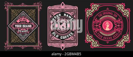 Set of 3 vintage labels for packing Stock Vector