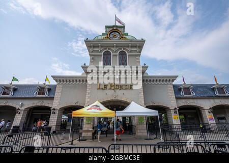 La Ronde Six Flags amusement park entrance in summer during covid-19 pandemic period. Montreal, Quebec, Canada. Stock Photo