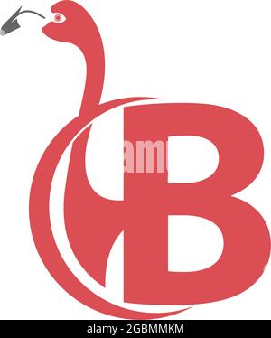 Letter B with flamingo bird icon logo vector template Stock Vector