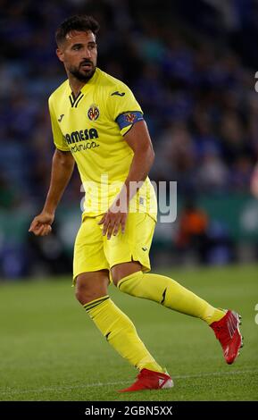 Leicester, England, 4th August 2021.  Mario Gaspar of Villarreal during the Pre Season Friendly match at the King Power Stadium, Leicester. Picture credit should read: Darren Staples / Sportimage Stock Photo