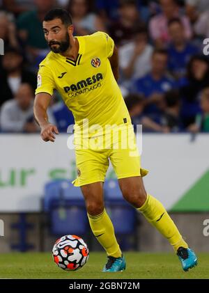 Leicester, England, 4th August 2021.  Raul Albiol of Villarreal during the Pre Season Friendly match at the King Power Stadium, Leicester. Picture credit should read: Darren Staples / Sportimage Stock Photo