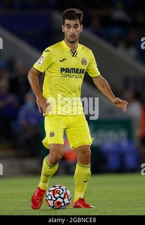 Leicester, England, 4th August 2021.  Manu Trigueros of Villarreal during the Pre Season Friendly match at the King Power Stadium, Leicester. Picture credit should read: Darren Staples / Sportimage Stock Photo