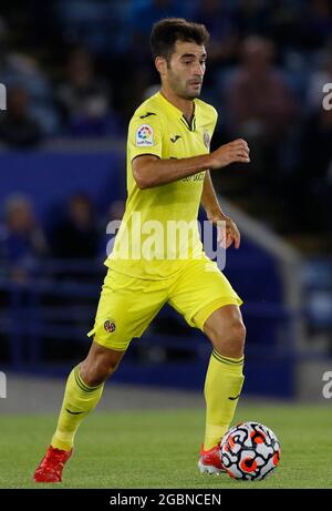 Leicester, England, 4th August 2021.  Manu Trigueros of Villarreal during the Pre Season Friendly match at the King Power Stadium, Leicester. Picture credit should read: Darren Staples / Sportimage Stock Photo