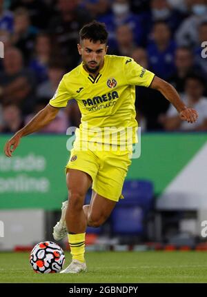 Leicester, England, 4th August 2021.  Manu Morlanes of Villarreal during the Pre Season Friendly match at the King Power Stadium, Leicester. Picture credit should read: Darren Staples / Sportimage Stock Photo