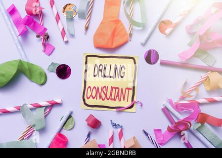 Handwriting text Drilling Consultant. Conceptual photo onsite supervision of daytoday drilling operations Colorful Party Collections Flashy Stock Photo
