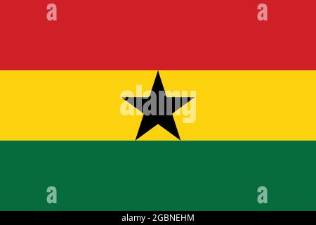 National flag of Ghana original size and colors vector illustration, Ghana national flag Theodosia Okoh, Pan-African Ghanaian flag, Republic of Ghana Stock Vector