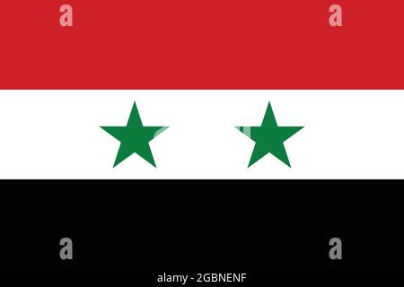 National Flag of Syria original size and colors vector illustration, government of the Syrian Arab Republic flag United Arab Republic, flag Syrian Stock Vector