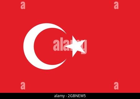 National flag of Turkey original size and colors vector illustration, Turkish flags featuring star and crescent, al bayrak or as al sancak in Turkish Stock Vector