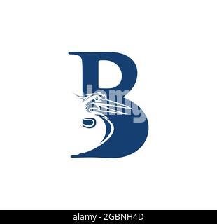 A Vector Illustration of Stork Logo Initial Letter B Stock Vector