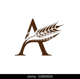A vector Illustration set of Grain and Wheat Monogram Initial Letter FA Stock Vector