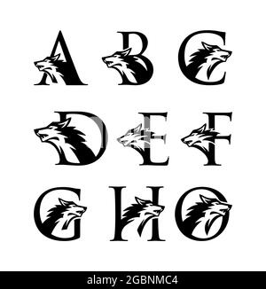 A vectoe Illustration of Wolf Initial Letter Logo Stock Vector