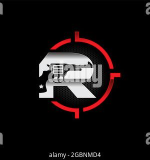 Red Color Gun Logo A vector Illustration of Letter R with Gun and Tactical logo company ...