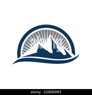 A Vector Illustration of Mountain Light Ray Logo Sign Stock Vector