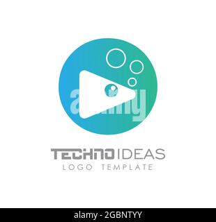 A vector Illustration of Fish and Play Button Logo Sign Stock Vector