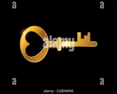 A vector Illustration of Golden Love key glyph icon love Stock Vector