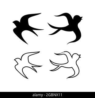 A vector Illustration of Silhouette Swallow Bird Sign Stock Vector