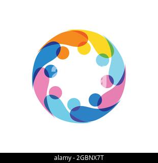 A vector Illustration of Simple Multicolor Rotation People Sign Stock Vector