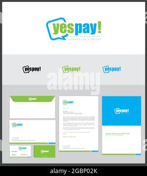 A vector Illustration of Chat Logo and Stationery Set Sign Stock Vector