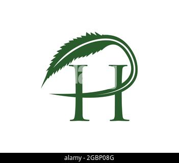 A Vector Illustration of Medicine Cannabis Leaf Initial Letter H Stock Vector