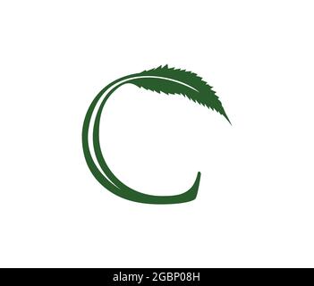A Vector Illustration of Medicine Cannabis Leaf Initial Letter C Stock Vector
