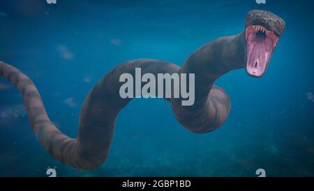 Titanoboa under water, the largest snake that ever lived Stock Photo