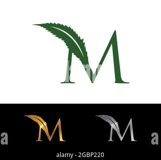 A Vector Illustration of Cannabis Initial Letter Form Stock Vector