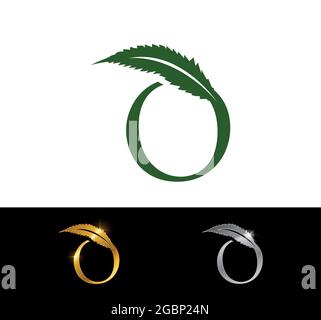 A Vector Illustration of Cannabis Leaf Monogram Initial Letter Logo Stock Vector